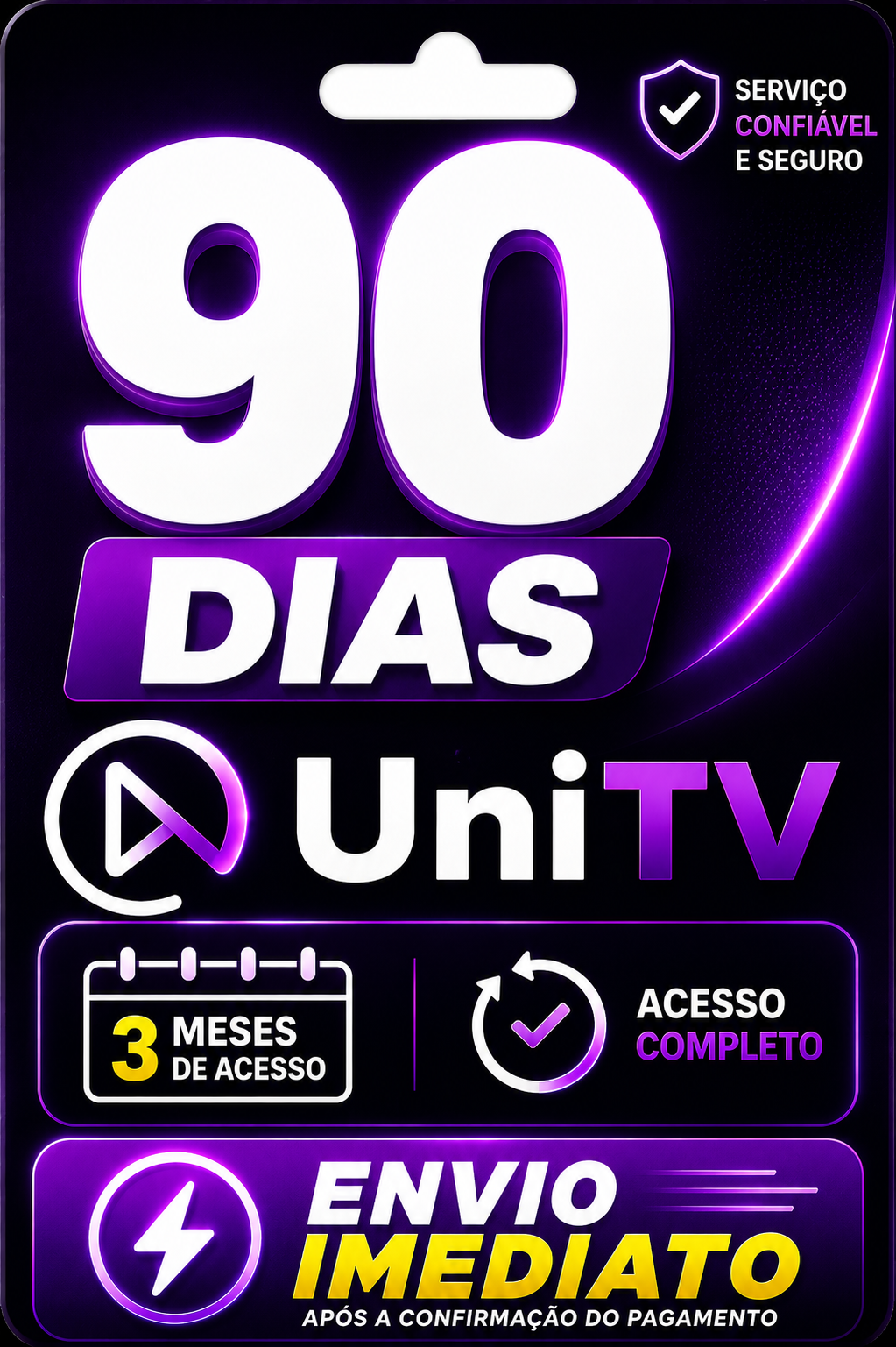 Produto de recarga UniTV 90 dias