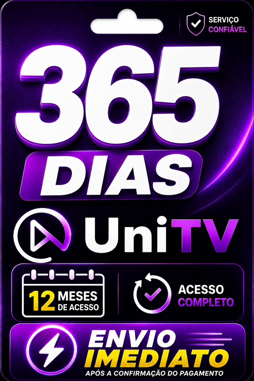 Produto de recarga UniTV 365 dias